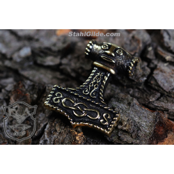 Bronze Thor's Hammer Mjolnir Vikings Thunder Hammer Talisman Amulet Nordic 3D Pendant